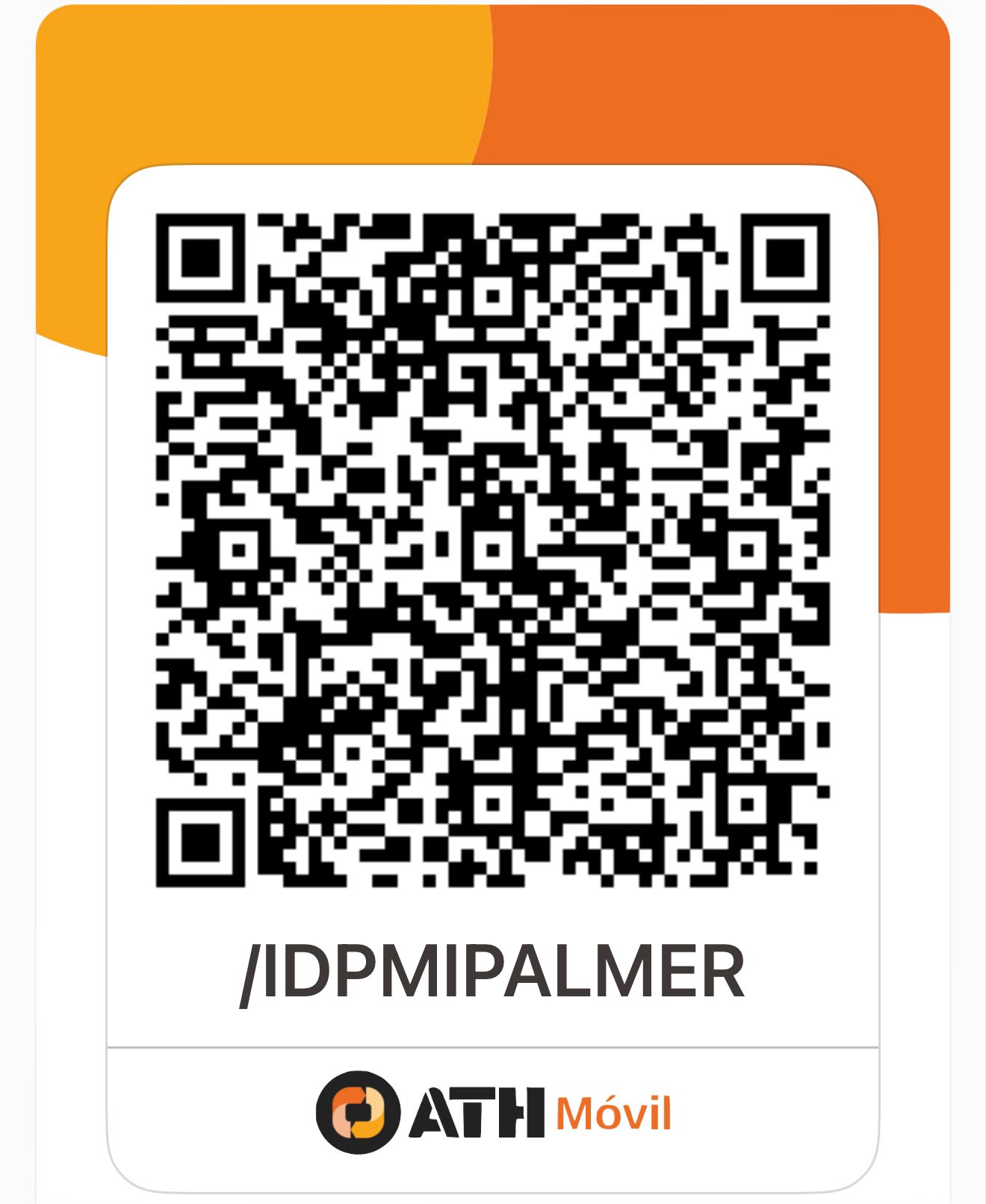 Código QR de ATH Móvil para diezmos y ofrendas de IDPMI Palmer